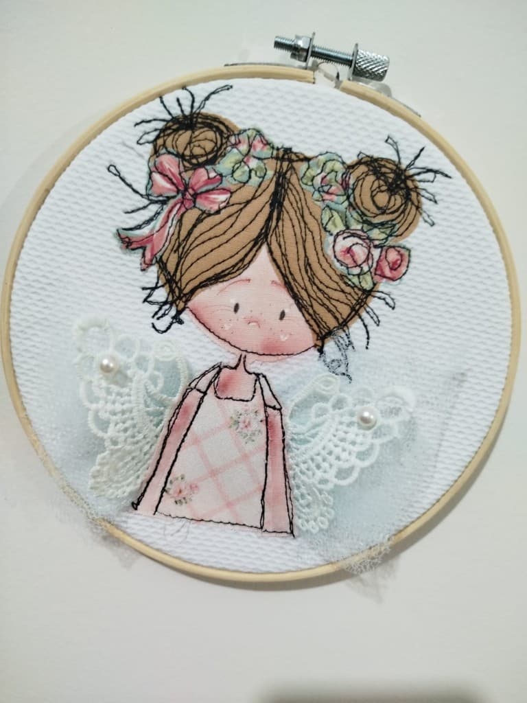 Peça bordada em Free Motion Embroidery